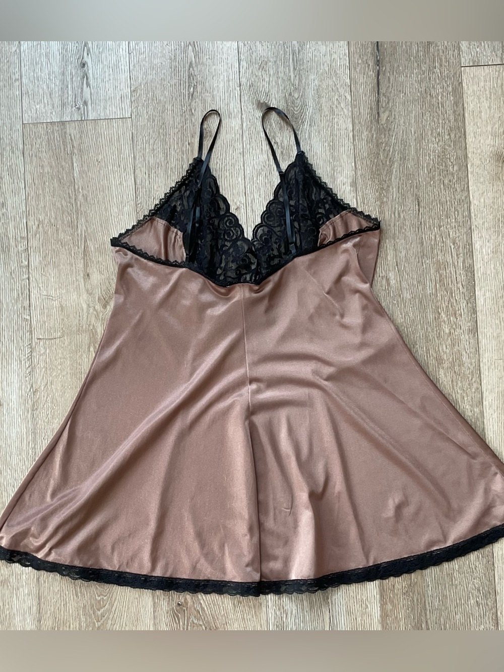 UndercoverWear Satin Lace-Trim Chemise in Rose Brown Size 1X - Picture 2 of 7